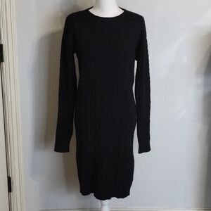 Spadehill sweater dress size XL black cable knit long sleeve fitted Spade Hill